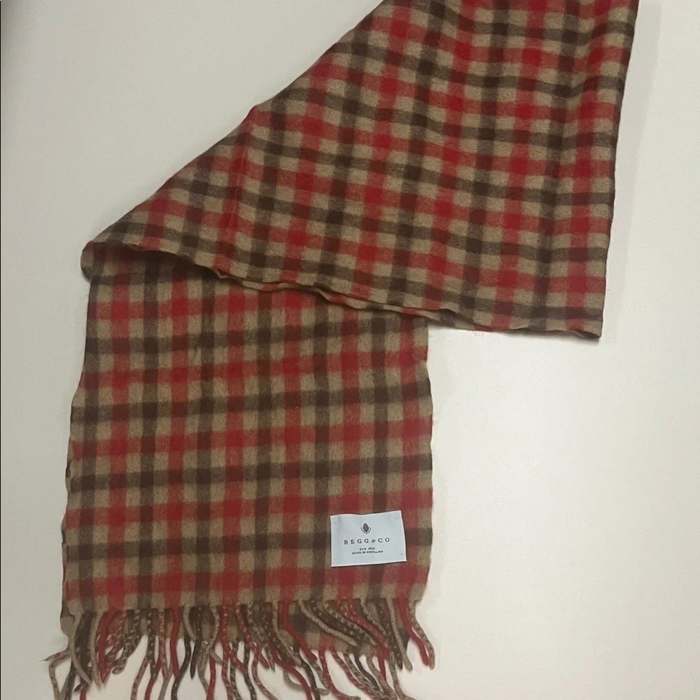 BEGG & Co. Plaid Red and Brown Men's Scarf